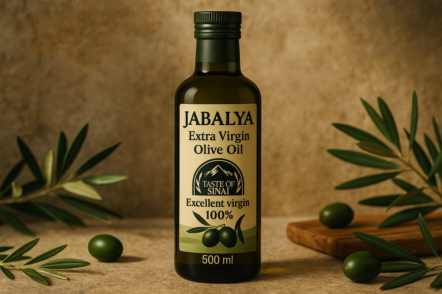 JABALYA Extra Virgin Olive Oil 500ml bottle with correctly spelled SINAI